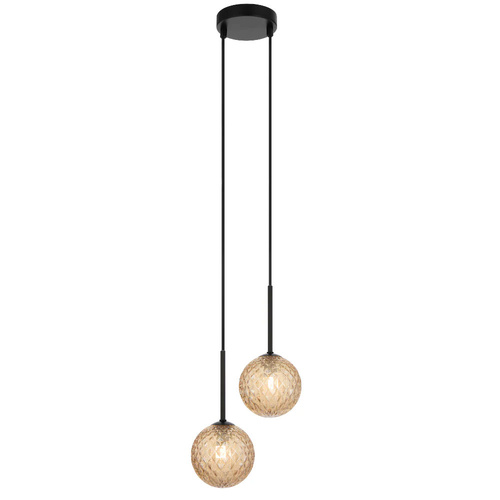 GASTON 2LT PENDANT KIT 2x6wG9max L210 W120 H250 TEX2m BLACK / AMBER TEAR PATTERN
