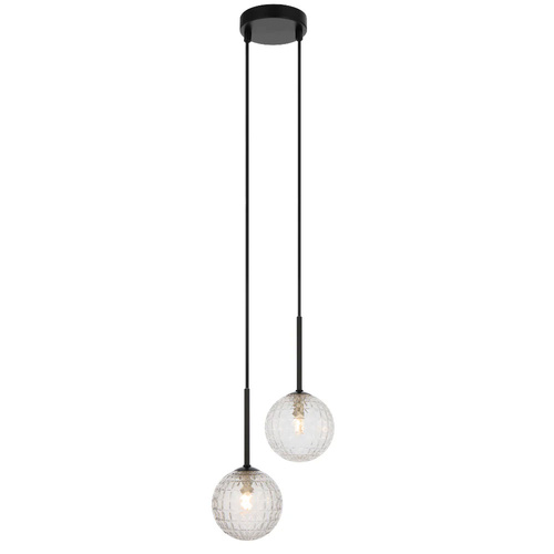 GASTON 2LT PENDANT KIT 2x6wG9max L210 W120 H250 TEX2m BLACK / CLEAR PRISM PATTERN