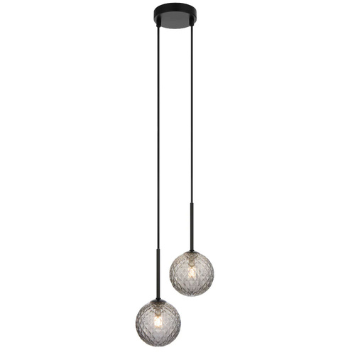 GASTON 2LT PENDANT KIT 2x6wG9max L210 W120 H250 TEX2m BLACK / SMOKE TEAR PATTERN