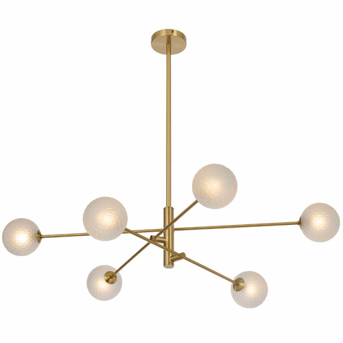 GASTON 6LT PENDANT 6x6wG9max KIT D1050 H290 ROD:2*600+1*300 ANT GOLD/ FROST TEAR PATTERN