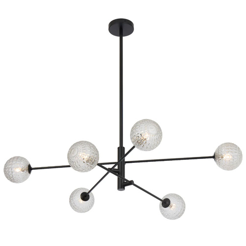 GASTON 6LT PENDANT 6x6wG9max KIT D1050 H290 ROD:2*600+1*300 BLACK/ CLEAR PRISM PATTERN