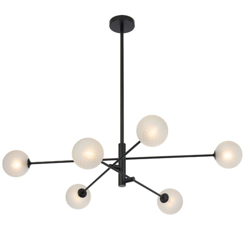 GASTON 6LT PENDANT 6x6wG9max KIT D1050 H290 ROD:2*600+1*300 BLACK/ FROST TEAR PATTERN
