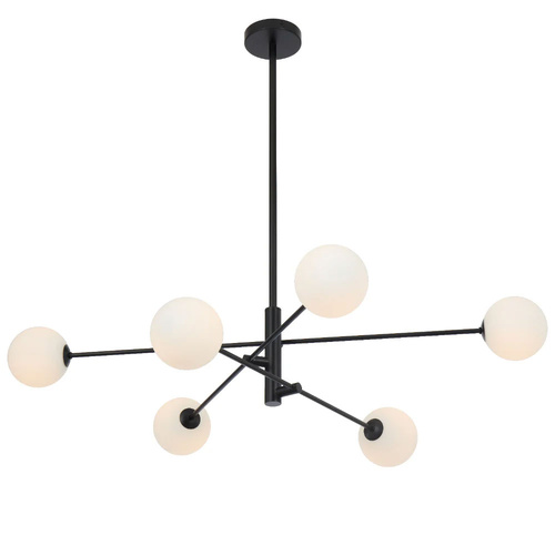 GASTON 6LT PENDANT 6x6wG9max KIT D1050 H290 ROD:2*600+1*300 BLACK/ OPAL MATT