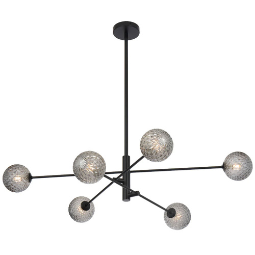 GASTON 6LT PENDANT 6x6wG9max KIT D1050 H290 ROD:2*600+1*300 BLACK/ SMOKE TEAR PATTERN