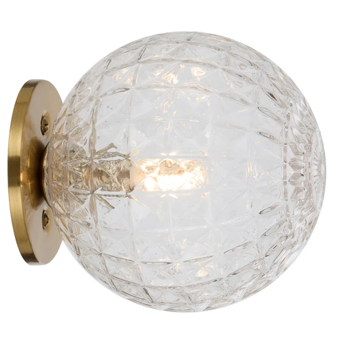 GASTON WALL LIGHT KIT 6wG9max P:128 W:120 H:120 ANT GOLD/ CLEAR PRISM PATTERN
