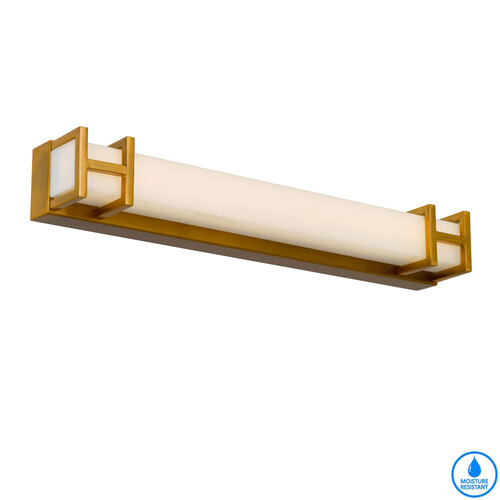 GILSON 40 VANITY WALL LIGHT 8wLED 3CCT IP44 NON-DIM L416 P80 H60 3000K-5000K ANT GOLD