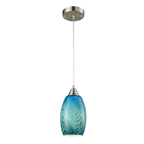 PENDANT ES Blue Glass ELLIPSE w/swirls OD120mm