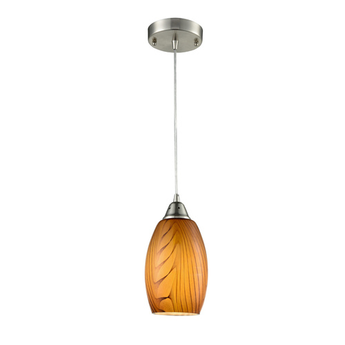 PENDANT ES Amber Glass ELLIPSE w/swirls OD120mm