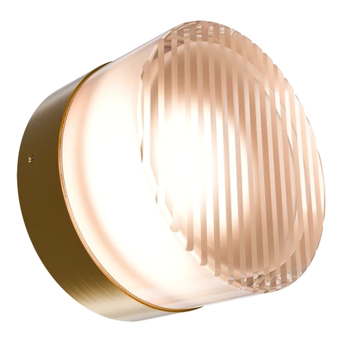 Gull Ribbed Acrylic Ø138mm LED Wall Light 5W TRI Colour Non-dimmable Brass IP65