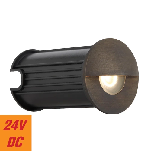 HALON BRASS STEP LIGHT 24v1wLED 3000K 65Lm D53 H80 xxd IP67 cab.1M ANT BRASS