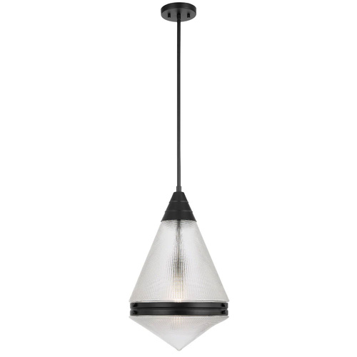 HARNON 1LT PENDANT 25wE27max D:350 H:560 ROD 1.5m BLACK MATT/ CLEAR