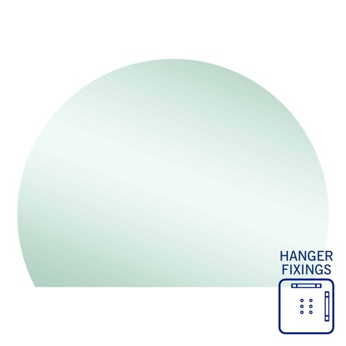 Hamilton D Shaped Polished Edge Mirror - 1500x1100mm with Hangers