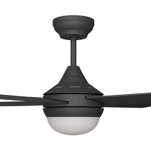 Heron AC 48" Black Steel Body ABS Blades - 2 x E27 Globe Holders