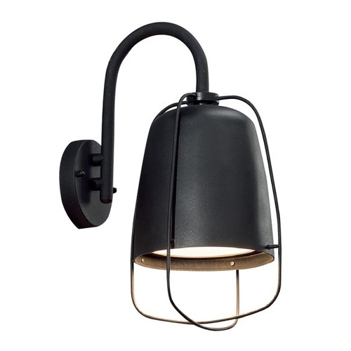 WALL S/M ES ELLIPSE Matt Blk IP44 w/cage