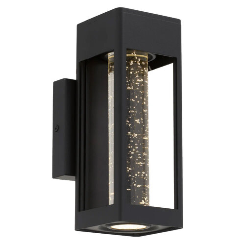 HOLLIS 25 EXTERIOR WALL LIGHT 10wLED 3000K  L120 P120 H250 IP43 BLACK SAND/ SEED GLASS