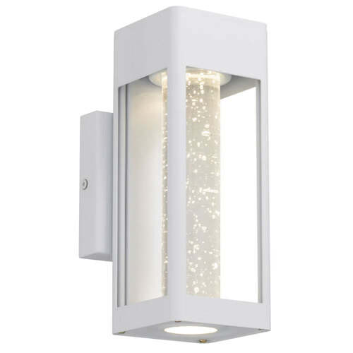HOLLIS 25 EXTERIOR WALL LIGHT 10wLED 3000K  L120 P120 H250 IP43 WHITE SAND/ SEED GLASS