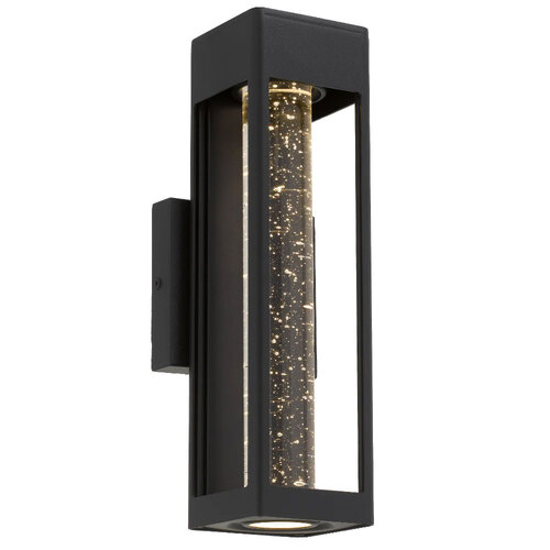 HOLLIS 35 EXTERIOR WALL LIGHT 10wLED 3000K L120 P120 H350 IP43 BLACK SAND/ SEED GLASS