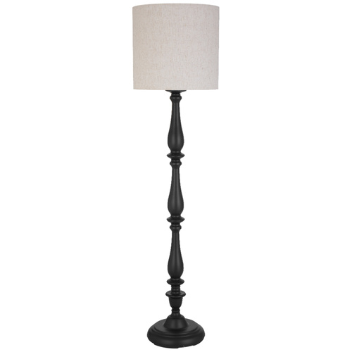 HOMMER  FLOOR LAMP 25wE27max D:400 H:1580 FOOT SWT BLACK BASE/ BEIGE SHADE
