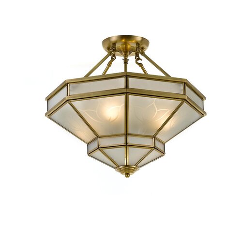 HOWARD CTC 4 x 25wE27max D:510 H:285 ANT BRASS/FROST GLASS