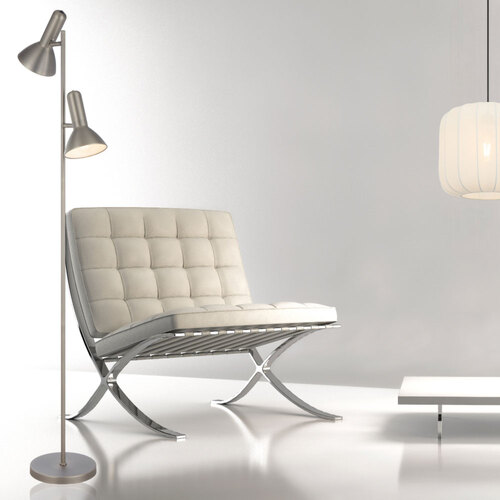 HYVIK 2LT FLOOR LAMP 2x25wE27max L240 W420 H1610 ON/OFF SWT ON HEAD NICKEL MATT