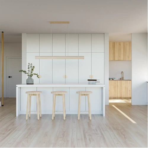 Inspire Travertine 1500mm Linear LED Pendant  40W TRI Colour Non-dimmable Crafted Travertine IP20