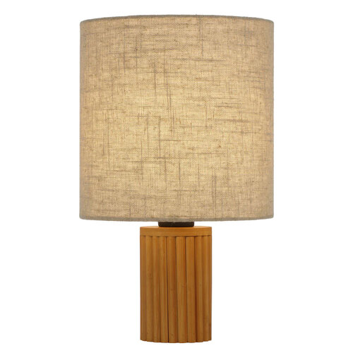 INWOOD TABLE LAMP 25wE27max D:240 H:390 INLINE SWTCH PINE TIMBER/CREAM LINEN