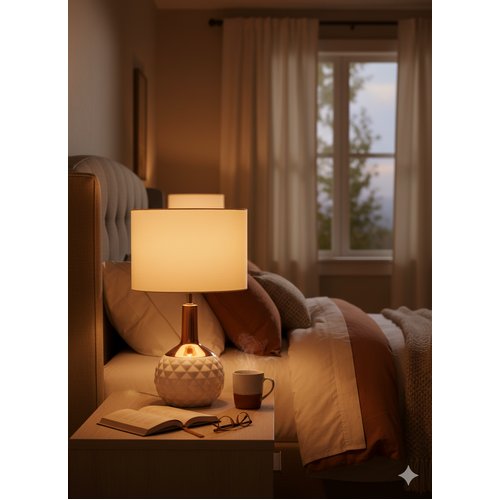 Imara White And Copper Table Lamp