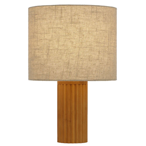 JACONA TABLE LAMP 25wE27max D:260 H:390 INLINE SWTCH PINE TIMBER/CREAM LINEN