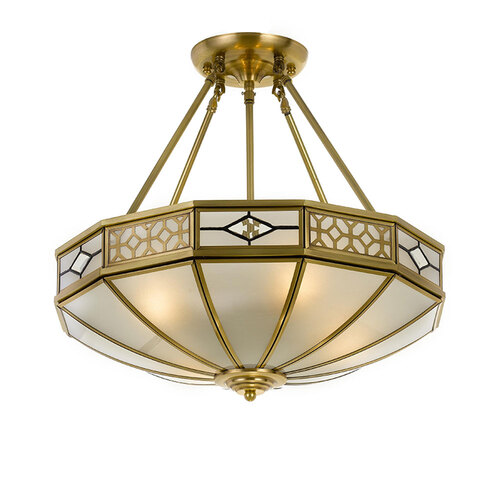 JAMES CTC 4x25wE27max D:500 H:190 ANT BRASS/FROST GLASS