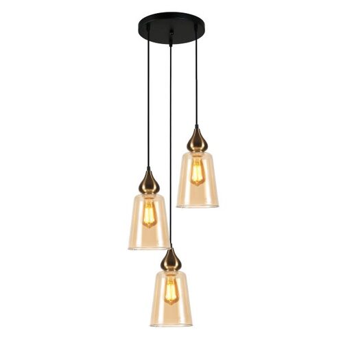 PENDANT ES 3X72W Bronze Amber GL Flat Top OD370mm X H1100mm