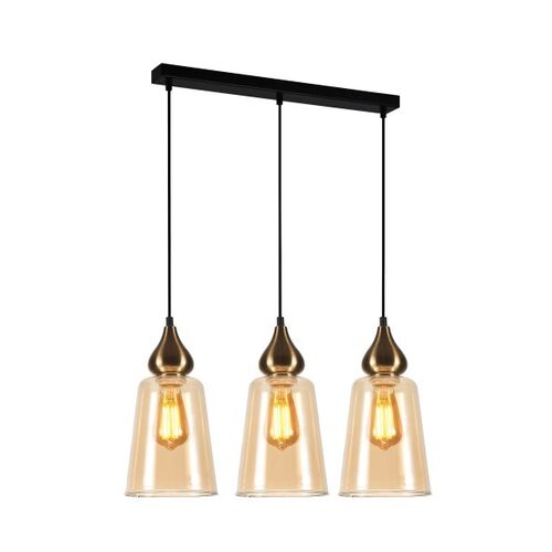 PENDANT ES 3X72W Bronze Amber GL Flat Top L620XW145XH1000mm