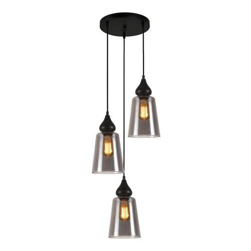 PENDANT ES 3X72W BLK Smoke Glass Flat Top OD370mm X H1100mm