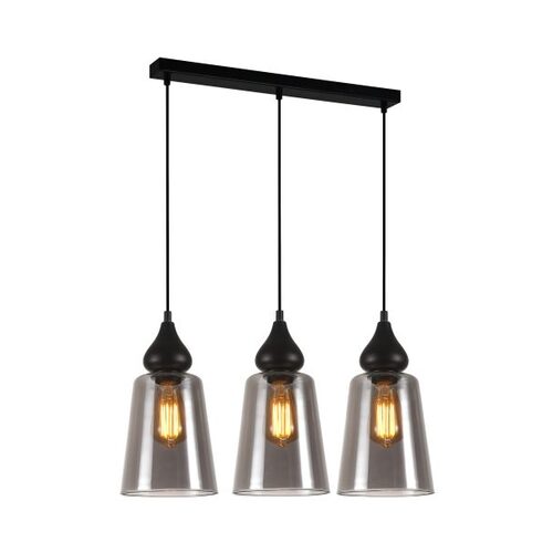 PENDANT ES 3X72W BLK Smoke Glass Flat Top ELLIPSE L720mm x W