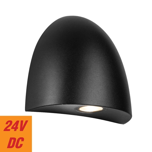 JORA EXTERIOR STEP WALL LAMP 3wLED COB 24vDC 230Lm L110 P47 H100 cab.300 IP54 BLACK SAND