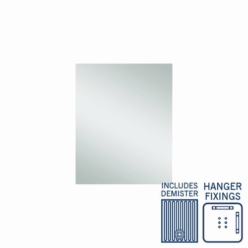 Jackson Rectangle Polished Edge Mirror - 600x750mm with Hangers and Demister