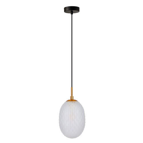 PENDANT SES 10W Frosted Ellipse Glass Segmented w/Brass Highlight Enclosed OD150mm