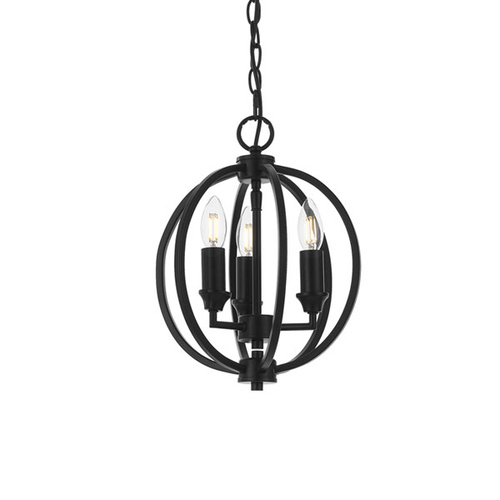KENDALL PENDANT 3 x 25wE14 D:280 H:360 C:2M BLACK MATT