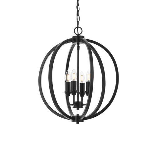 KENDALL PENDANT 4 x 25wE14 D:470 H:590 C:2M BLACK MATT