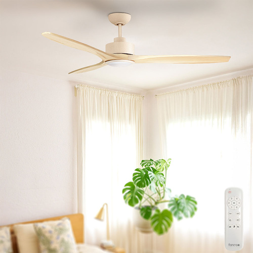 Fanco Wynd DC EarthFirst - 52'' (132cm) - Ecru (M) - Natural (B) - CCT LED - FSC Timber Blades