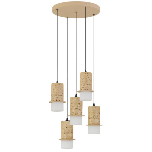 KOLISA 5LT PENDANT 30wLED 2700K_4000K plug D410 H180 cab.3M TRAVERTINO BEIGE/FROST