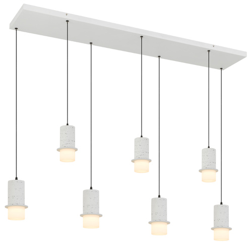 KOLISA 7LT BAR PENDANT 42wLED 2700K_4000K L1340 W300 H180 cab.2M BIANCO WHITE/FROST