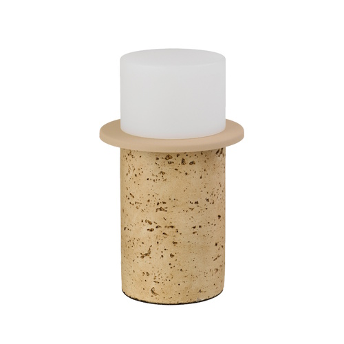 KOLISA TABLE LAMP 6wLED 2700K INLINE SWITCH D110 H:180 TRAVERTINO BEIGE / FROST