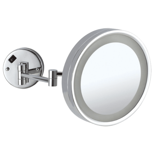 3x Magnification Chrome Wall Mounted Shaving Mirror, 250mm Diameter with Concealed Wiring