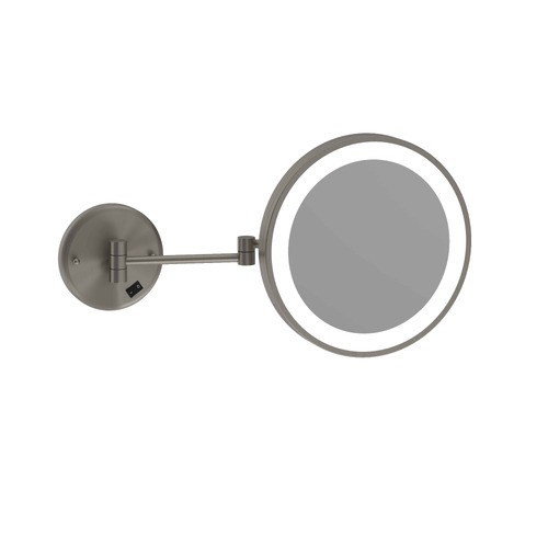 3x Magnification Brushed Nickel Wall Mounted Shaving Mirror, 250mm Diameter with Concealed Wiring
