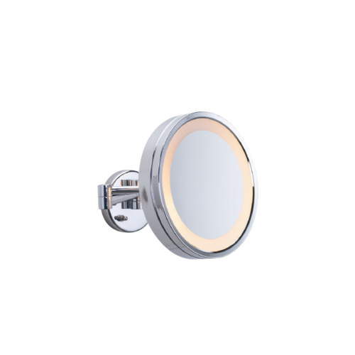  3x Magnification Chrome Wall Mounted Shaving Mirror, 250mm Diameter with Concealed Wiring