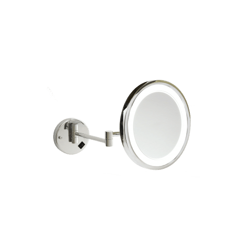5x Magnification Chrome Wall Mounted Shaving Mirror, 250mm Diameter with Exposed Wiring