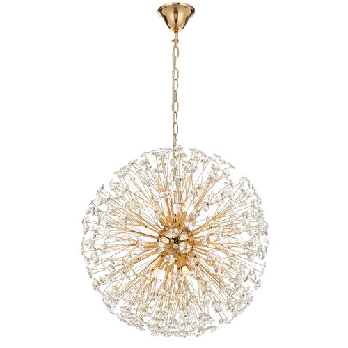 LERIDA 12LT PENDANT 12x6wG9max D:600 CHAIN 2M CRYSTAL H: 240 GOLD / CLEAR