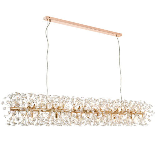 LERIDA 18LT REC PENDANT 18x6wG9max L1680 W300 H300 CRYSTAL H130 GOLD / CLEAR