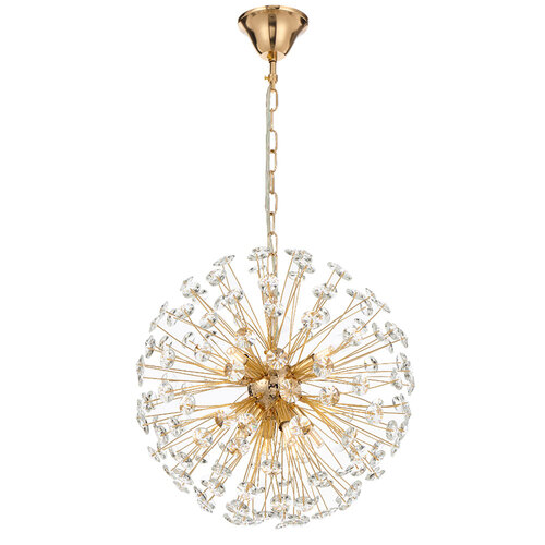 LERIDA 8 LT PENDANT 8x6wG9max D:400 CHAIN 2M CRYS H:160 GOLD / CLEAR