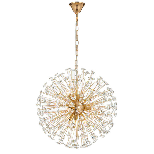 LERIDA 9 LT PENDANT 9x6wG9max D:500 CHAIN 2M CRYS H200 GOLD / CLEAR